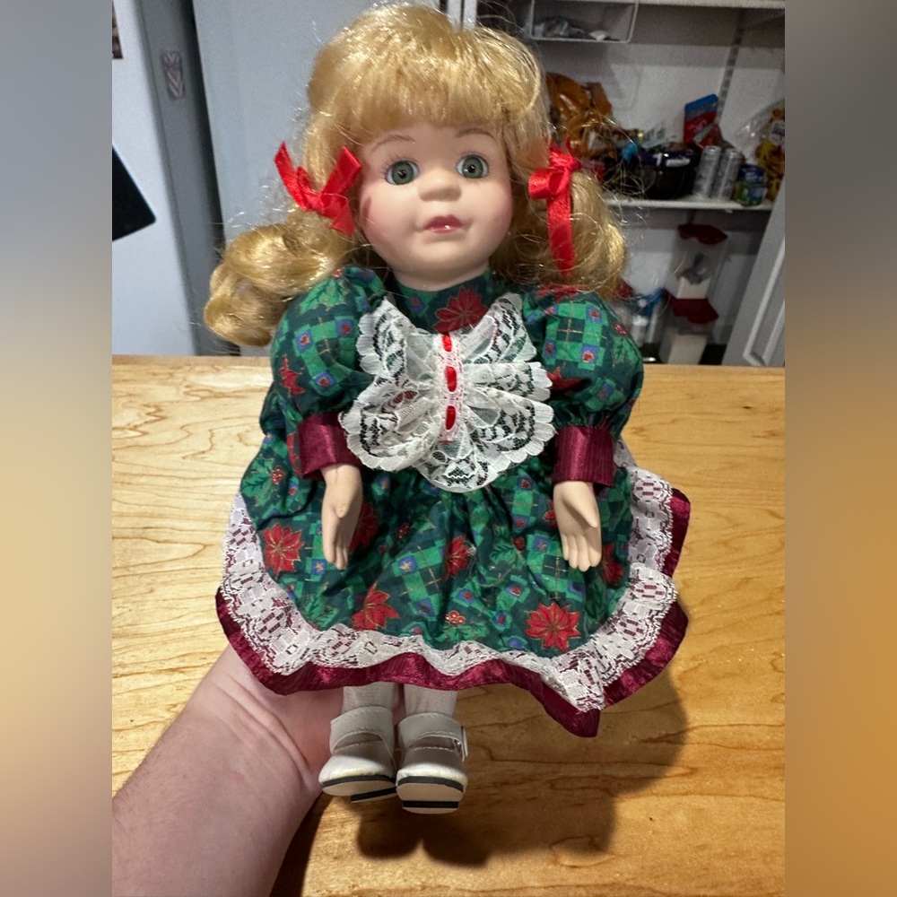 Blond Haired Musical Porcelain Doll